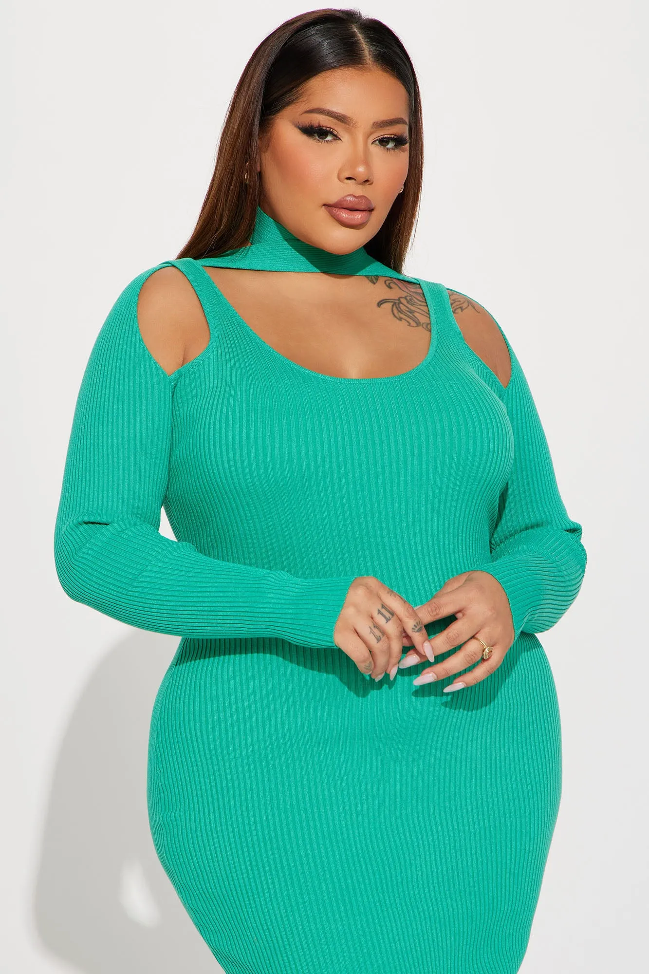 Alex Sweater Midi Dress - Jade