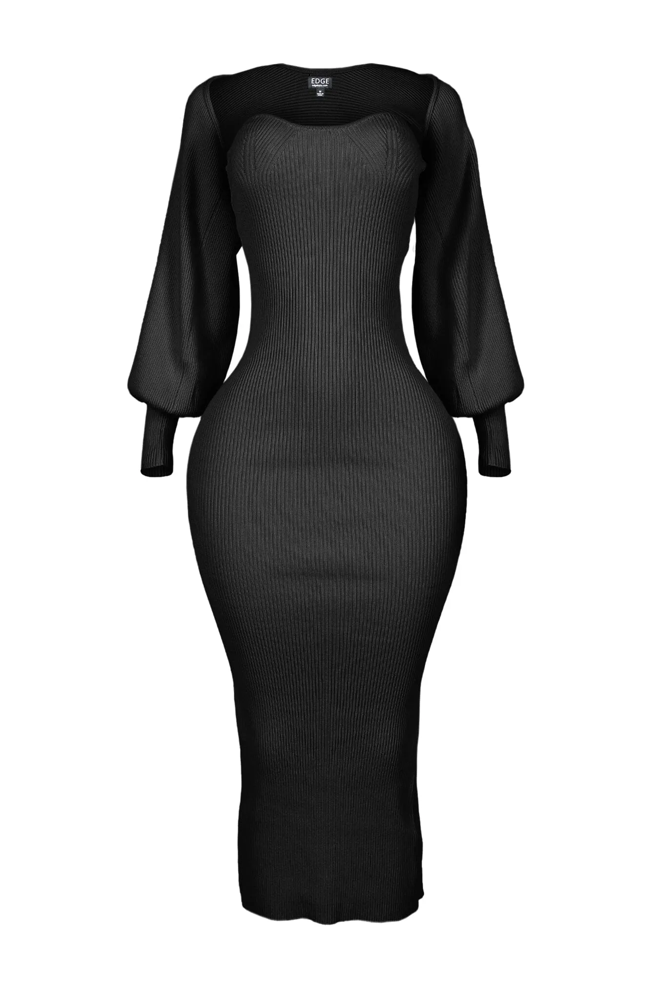 Heather Ribbed Knit Dress With Bolero SET