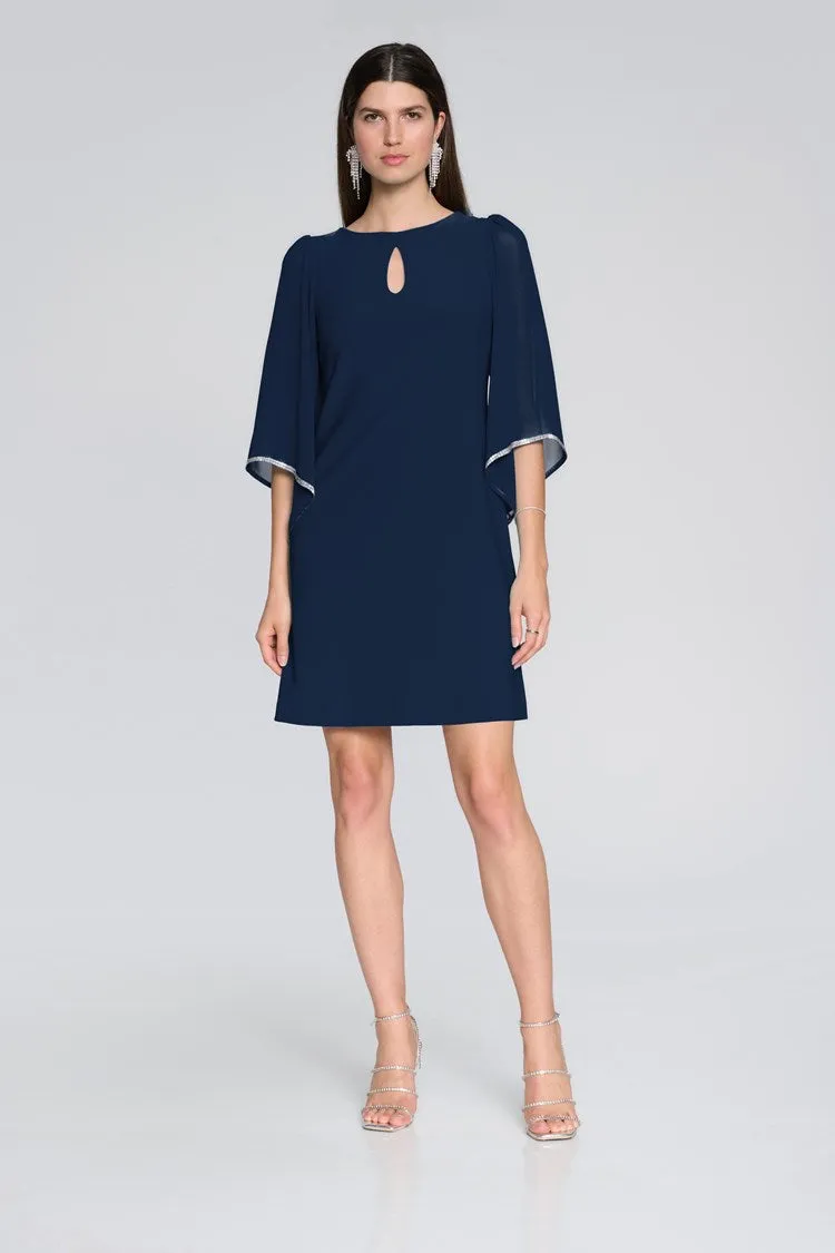Joseph Ribkoff Silky Knit Shift Dress with Chiffon Sleeves 241709 S24