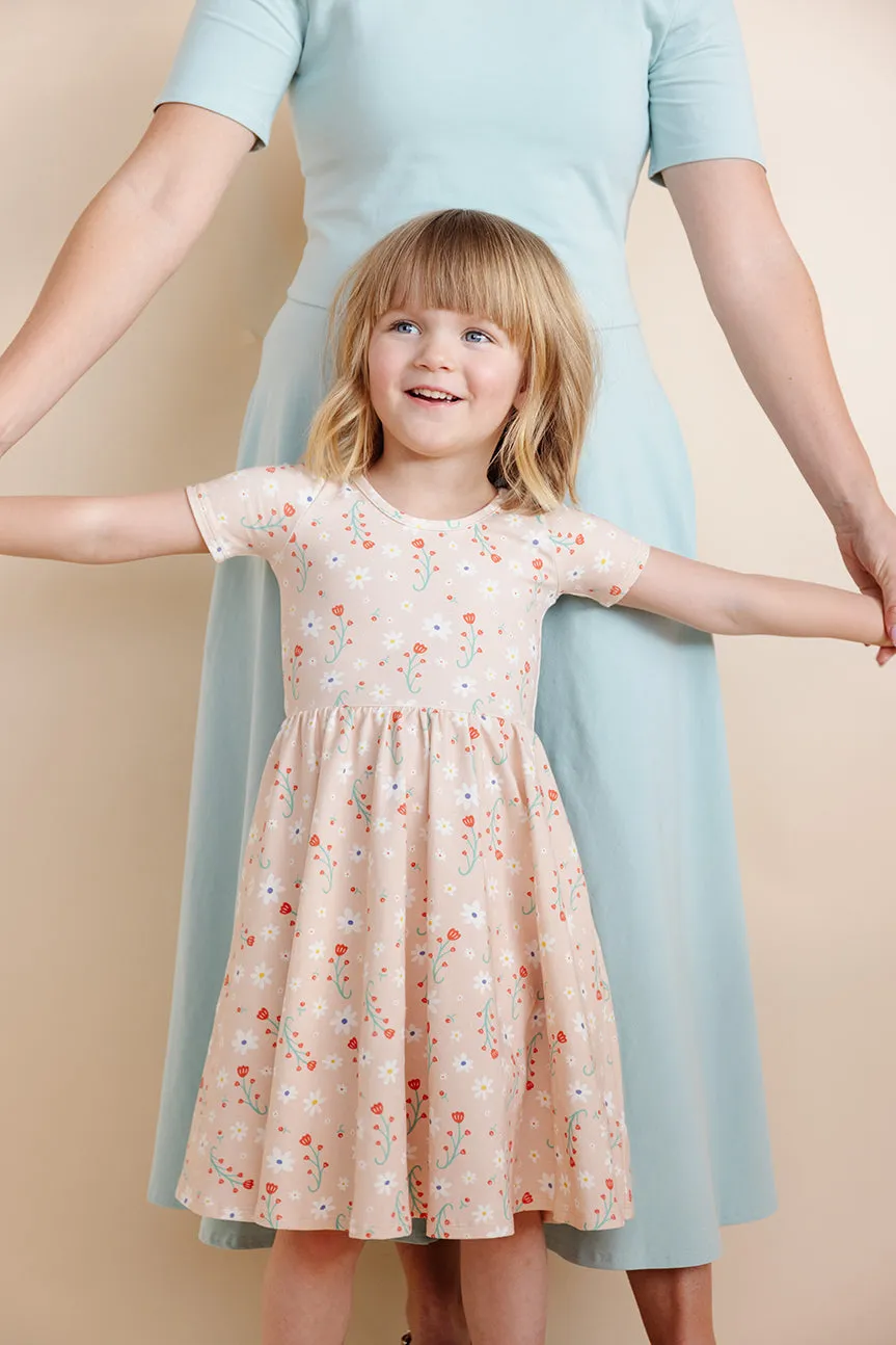 Organic Knit Ballet Dress - Pink Floral (FINAL SALE)