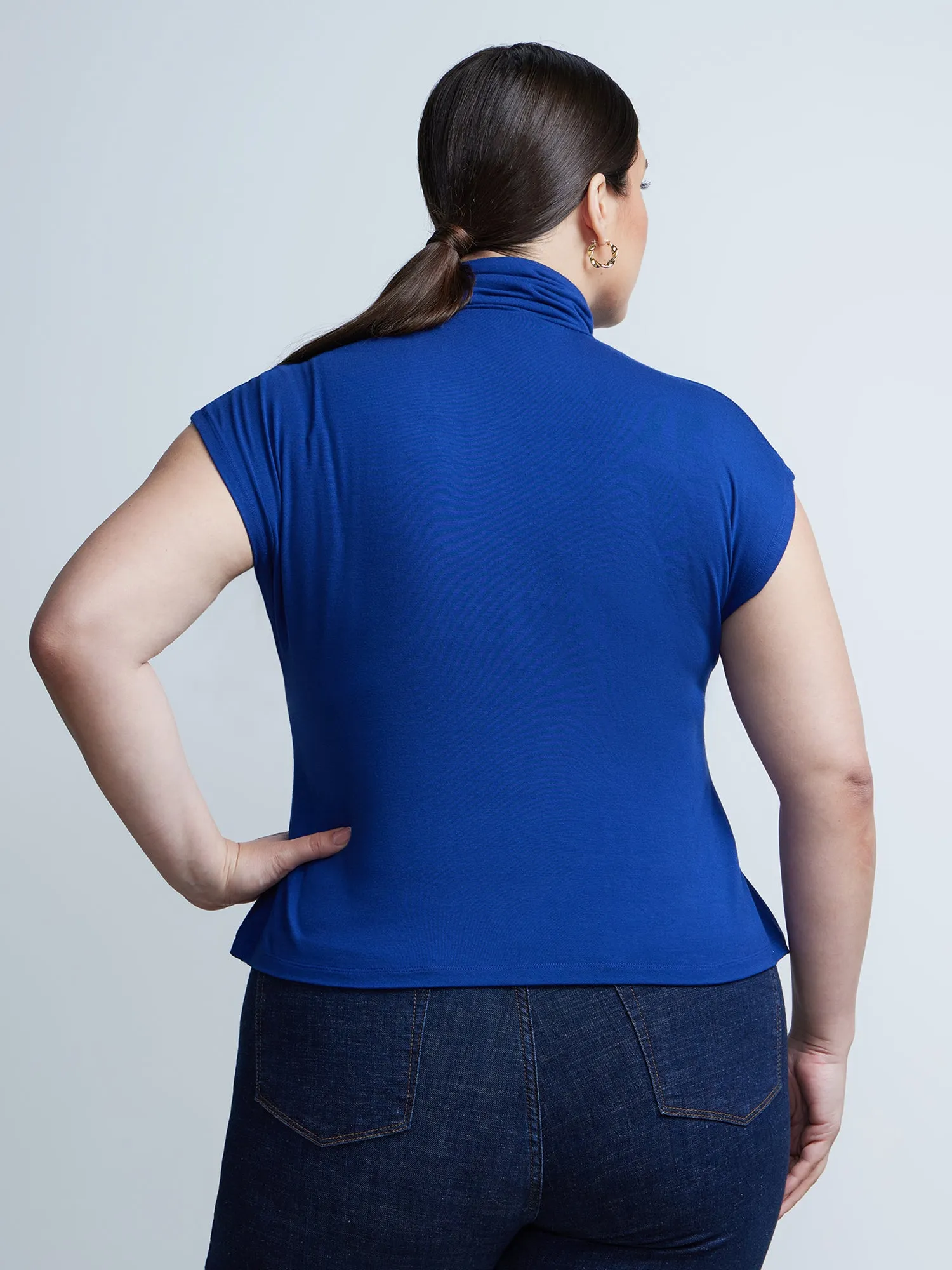 Plus Turtleneck Cap Sleeve Top