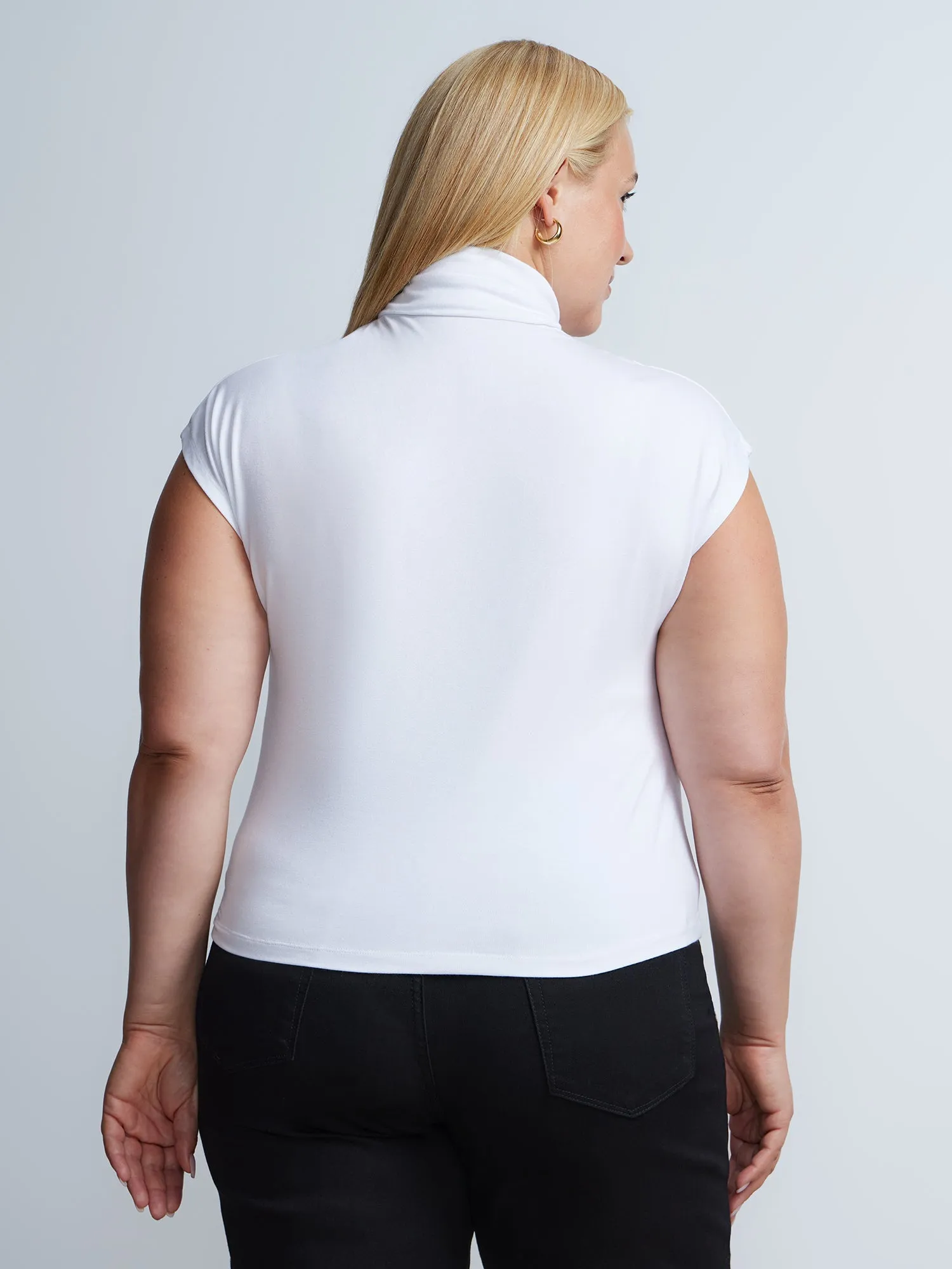 Plus Turtleneck Cap Sleeve Top
