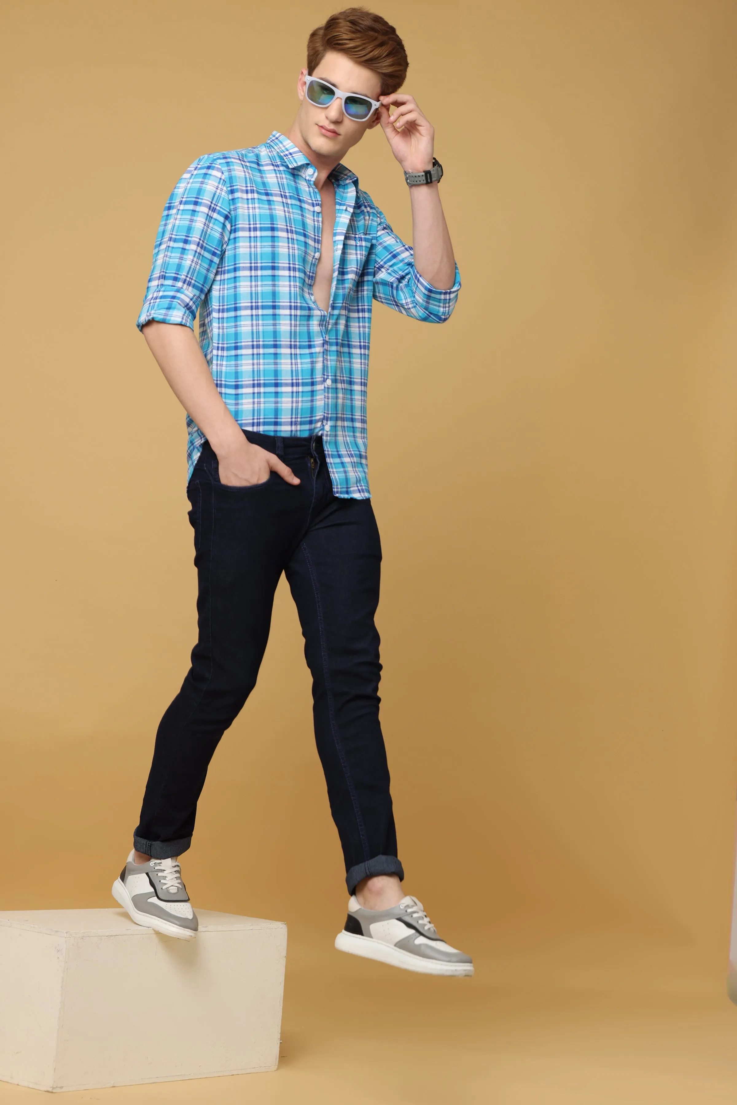 Premium Aqua Blue Cotton Shirt