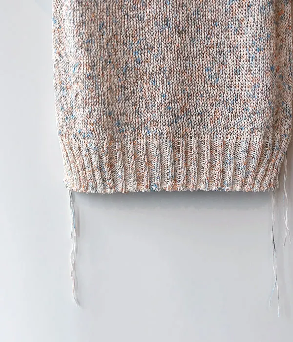TAN/PAINTED YARN VEST(BLUE ORANGE)