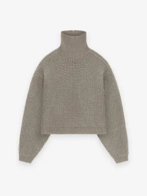 Women's Heavy Waffle Cropped Turtleneck
