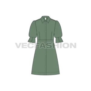 Women's Long Shirt Dress with Blouse Sleeves