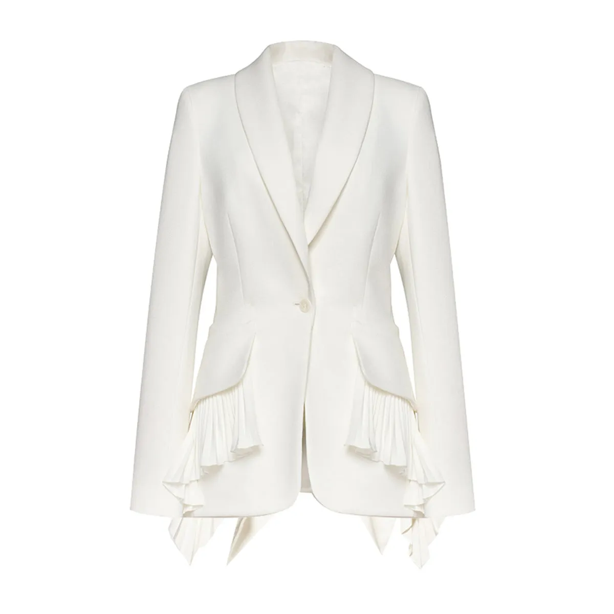 Women's Spring and Fall Hem Splicing Pressure Pleat Blazer